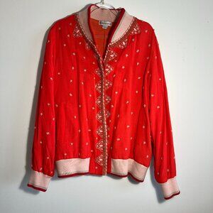 Anthropologie Conditions Apply Bomber Jacket Embroiderd